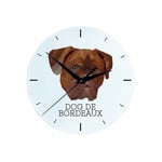 Dog of Bordeaux, Dogue de Bordeaux, French Mastiff - geometrisk väggklocka med ett foto och en inskription av märket Art-Dog