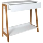 The Home Deco Factory - Console 1 tiroir blanc avec tablette - Casâme - Blanc