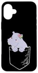 Coque pour iPhone 16 Plus Funny Kawaii Kids Girls Pocket Hippo Lover