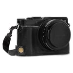 MegaGear MG1563 Ever Ready Genuine Leather Camera Half Case compatible with Panasonic Lumix DC-LX100 II - Black