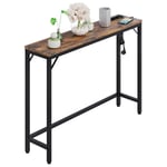 Table console étroite avec prise et port usb - 100 x 23 x 80 cm - Petite table d'appoint - Table d'appoint - Table d'exposition - Table basse