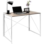 Direct Online Houseware House of Home Space Saving Folding Desk, White Compact Foldable Computer Desk for Small Spaces, Easy Assembly 75 H x 100 W x 50 D