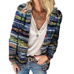 WESYY Long Sleeve Casual Striped Outerwear,womens Sleeveless Open-front Knitted Long Cardigan Vest,multicolor Open Front Knit Coat,cardigan Sweater Loose Coat (Blue, XXXL)