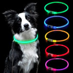 AUAUY Collier Lumineux Chien, Collier LED pour Animaux Rechargeable USB, Découpable Collier Imperméable Collier Chien Réglable pour Petits, Moyens et Grands Chat et Chien(Vert)