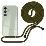 For Samsung Galaxy S24 phone case with lanyard chain green clips black