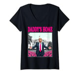 Womens Trump 2024 Take America Back Daddy's Home Trump Pink 2024 V-Neck T-Shirt