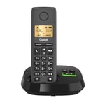 Gigaset PURE 120A - téléphone sans fil - téléphone DECT avec répondeur - écran rétro-éclairé - compatible avec les aides auditives, protection des appels indésirables, noir anthracite
