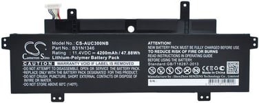 Kompatibelt med Asus Chromebook C301SA-R4002, 11.4V, 4200 mAh