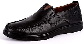 Hommes Casual Driving Shoes Cuir Loafers Antidérapant Outdoor Dress Boat Walking Chaussures de Marche Confortables Chaussures Plates（Noir,45 EU