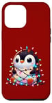 iPhone 12 Pro Max Christmas Penguin with Light Strings Clumsy Cute Entangled Case