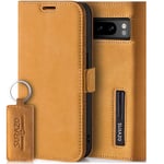 SURAZO Slim Magnetic Mobile Phone Case for Google Pixel 8 Pro Leather - Foldable Genuine Leather Protective Case [Card Slot, RFID Protection, Keyring] Flip Flip Wallet Case Cover Leather Case (Camel)