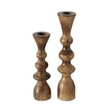 Boltze Casconda 2008576 Lot de 2 bougeoirs en Bois Style bohème