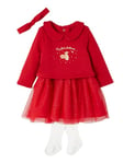 VERTBAUDET Ensemble Noël bébé : Robe, Bandeau et Collants Rouge 18M(81CM)