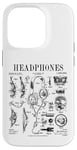 Coque pour iPhone 14 Pro Casque audio vintage breveté DJ Gamer Podcaster Musique