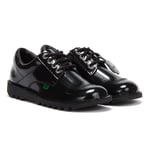 Kickers Womens Kick Lo Patent Shoes - (Black) Leather - Size UK 3