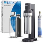 BRITA sodaTRIO blanche - 1x bouteille en verre (0,9L), 1x bouteille en acier inoxydable [couleur] (0,5L) & 1x cylindre de CO2 BRITA