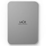 LaCie Mobile Drive Moon, 1 To, disque dur externe portable, Silver, USB-C 3.2, pour PC et Mac, en matériaux recyclés, avec abonnement àToutes les applications Adobe et Services Rescue (STLP1000400)