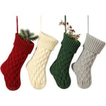 Heyone Cable Knit Julstrumpor 14 Tum Storlek Klassiska Dekorationer Presentset med 4