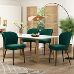 Ensemble de table de cuisine moderne, chaises de salle à manger en velours vert foncé, chaise design rembourrée avec dossier, plateau de table en mdf