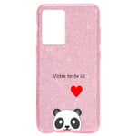 Coque Iphone 12 MINI paillettes rose panda emojii personnalisee