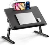 Bureau d'ordinateur portable avec pieds pliables, fente de rangement pour tablette, repose-poignet en silicone, table de genoux pliable pour manger, travailler, écrire et dessiner, 57,9 x 37,1 cm