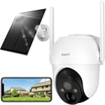 2K/3Mp Camera Surveillance Exterieure Sans Fil Batterie,2,4Ghz Camera Wifi Exterieure,Camera Solaire 360°Ptz,Vision Nocturne Couleur,Detection De Mouvement/Son,Audio Bidirectionnel,Alexa