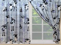 Shaun The Sheep 66" x 54" Unlined Pencil Pleat Curtains Grey Lilac Sheep