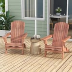 Costway Lot De 2 Chaises Adirondack Pliante De Jardin, Chaise Longue En Bois, Dossier Haut, Accoudoirs Larges, Charge 180kg, Marron