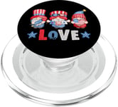 4th of July gnomes, USA flag colors, love, fireworks show PopSockets PopGrip for MagSafe