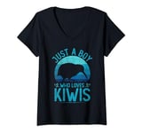 Womens Vintage Kiwis, Just A Boy Who Loves Kiwis Boys Kids Men's V-Neck T-Shirt
