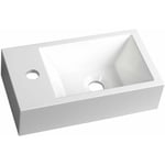 Lavabos - Lavabo Amarok 400x220 mm, 1 robinet à gauche, marbre coulé, blanc AR400 - Sapho