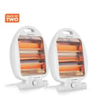 Pack of 2 Heater Halogen Quartz Free Standing Portable Heater 2 Setting 800W