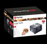 Black Toaster 4 Slice 1300W Variable Browning Control with Crumb Tray Kitchen UK