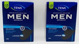 TENA Men Active Fit Extra Light Pads - 2 Boxes of 14 (28 Pads Total) - Discreet 