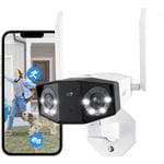 Reolink - 4K 8MP Caméra Surveillance 2,4/5 GHz WiFi, Double Objectif Vision 180°, Détection Personne/Véhicule/Animaux, Vision Nocturne Couleur, Audio