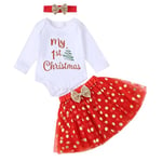 Asmea Vetement Bebe Fille Noel Tenue Noel Bebe Fille Mon Premier Noel Ensemble Bebe Fille Deguisement Noel Bebe Fille Body + Tutu + Bandeau Nouveau-né Costume Noel Bebe 12-18 Mois