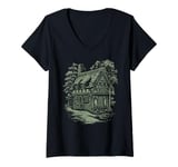 Womens Dark Cottagecore enchanting Forest Cottage Aesthetic V-Neck T-Shirt