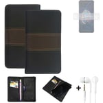 Wallet Case + headphones for Asus Zenfone 8 Flip Protective Cover Brown