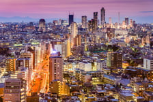 Tokyo Japan Cityscape towards Shinjuku Ward