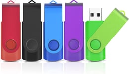 Cle USB 8Go Lot 5 Clé USB 2.0 Pas Cher Flash Drive Porte Clé Stockage Disque Mémoire Stick pour Windows,PC,Enregistreur,Linux (Clip Coloré).[Y633]