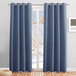 PONY DANCE Rideaux Chambre - Rideau Occultant Thermique Draperies Opaque à Oeillets Lumineux Bloquer Anti-Bruit pour Maison, Bleu Brume, Largeur 140 cm sur Hauteur 200, 2 PCs