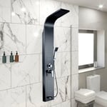 Thermostatic Shower Panel Column Tower 48 Body Jets Waterfall Bath Spout Black