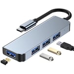 Casavello Hub USB C, Type C vers 4 Ports USB 3.0 Data Hub en Aluminum pour MacBook Pro/Air, XPS, iPad Pro, Chromebook, Lecteur Flash, Disque Dur Mobile et Plus Encore