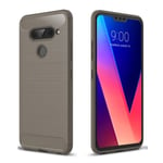 LG V40 ThinQ hiilikuitu harjattu suojakotelo - Harmaa Hopea/Harmaa