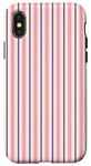 Coque pour iPhone X/XS Rose violet rayé esthétique girly preppy pastel rayures