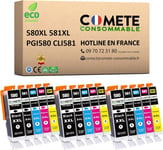 Marque française - 580XL 581XL - 15 Cartouches d'encre Compatibles avec Canon PGI-580 CLI-581/ PGI580 CLI581 - pour Canon Pixma TS9550 TS6550 TR8550 TR7550 (6 Noir et 9 Couleur)