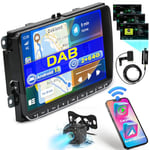 Hikity 2+64GB Android Dab Autoradio pour VW Golf 5 Golf 6 Skoda Passat Polo sans Fil CarPlay Android Auto, 9" Écran Tactile Radio avec GPS Navi Bluetooth WiFi FM/RDS Canbus AHD Caméra de recul