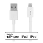 Deltaco USB til Lightning kabel/Iphone ladekabel MFi 3m Hvit