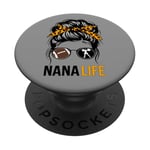 Nana Life Messy Bun Hair Funny Football Cheer Nana Granny PopSockets Swappable PopGrip