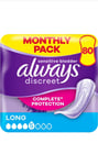 Always Discreet Incontinence Pads Women, Long- 80 Sanitary Towels (20 x 4 Packs)